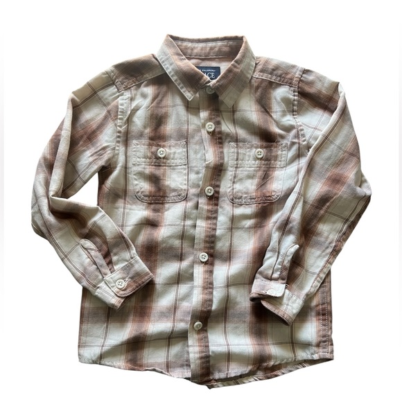 Children’s Place Boys Brown Plaid Flannel Button Down Shirt | 5T - Picture 1 of 4